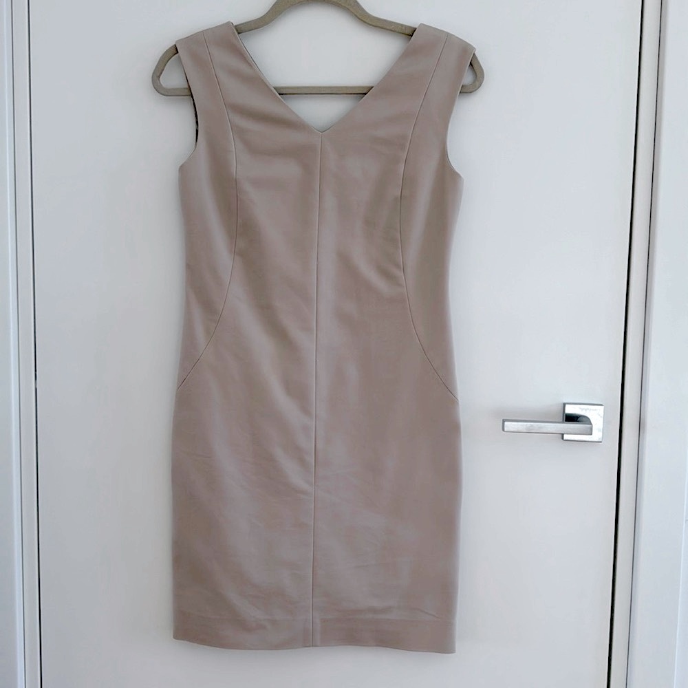 Club Monaco Tan Fitted Shift Dress – Size 00 | Cotton Blend | Elegant & Lined